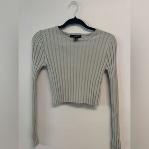 Forever 21 Ribbed Knit Top in Light Gray